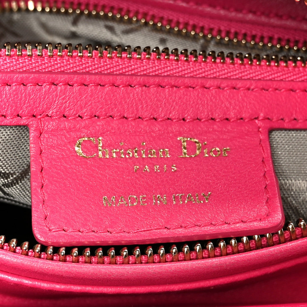 Christian Dior Lambskin Cannage Medium Lady Dior Fuchsia