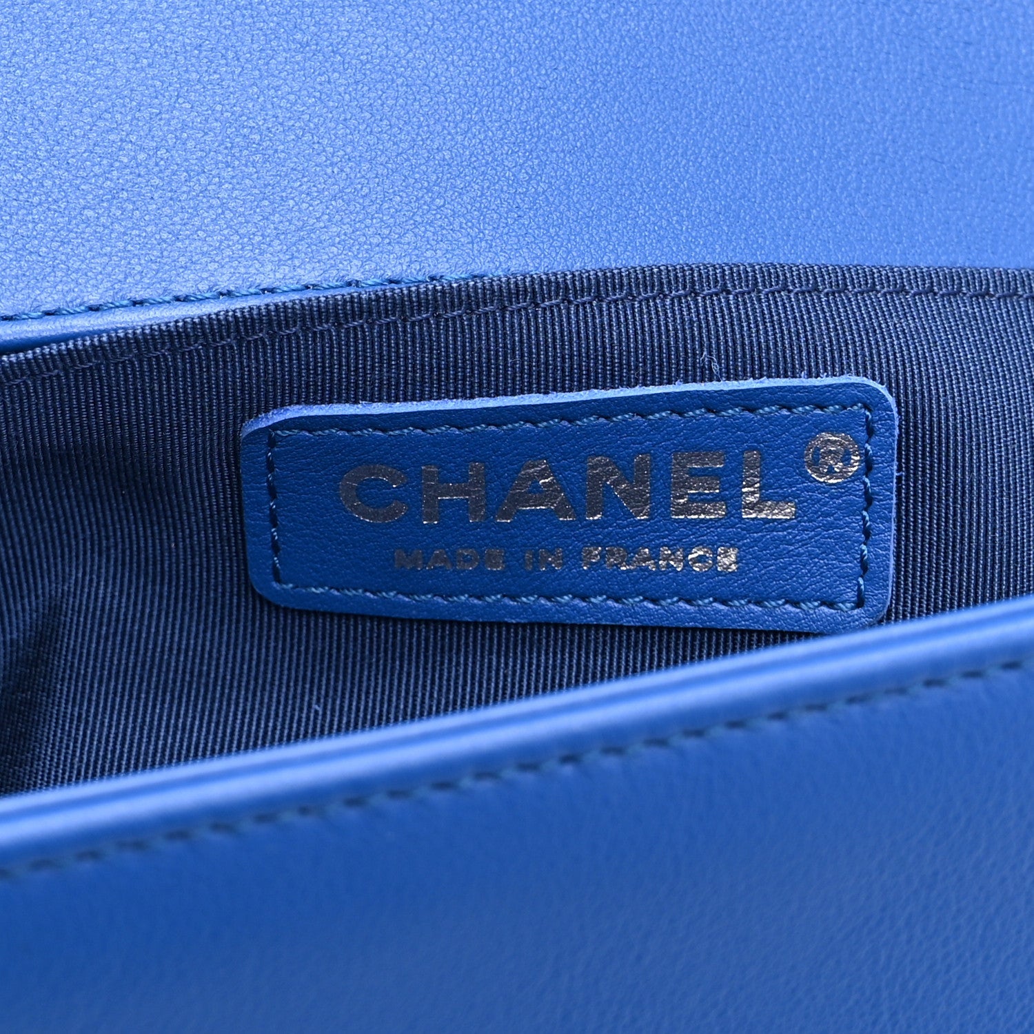 Chanel Lambskin Chevron Quilted Medium Boy Flap Blue