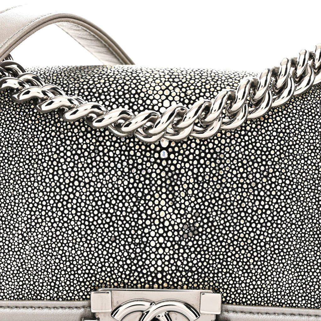 Chanel Galuchat Stingray Small Boy Flap Silver