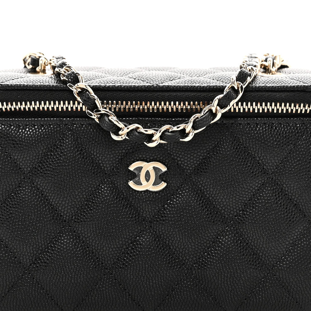 Chanel Caviar Quilted Small Vanity Case With Chain Black