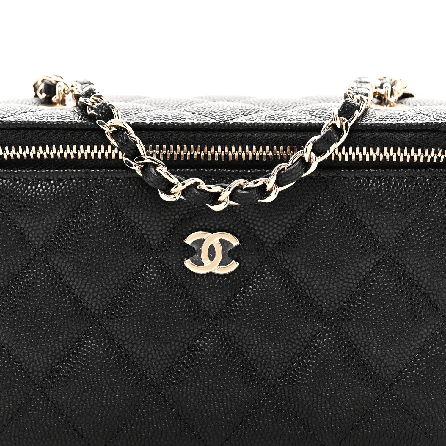 Chanel Caviar Quilted Small Vanity Case With Chain Black