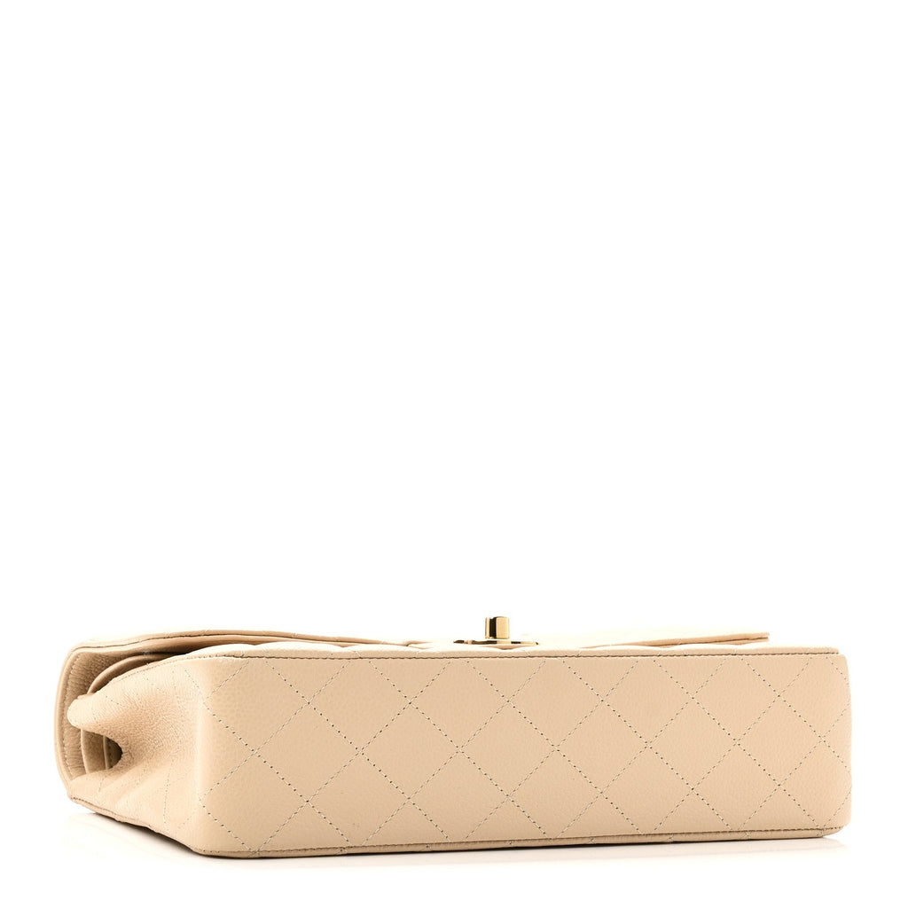 Chanel Caviar Quilted Medium Double Flap Beige