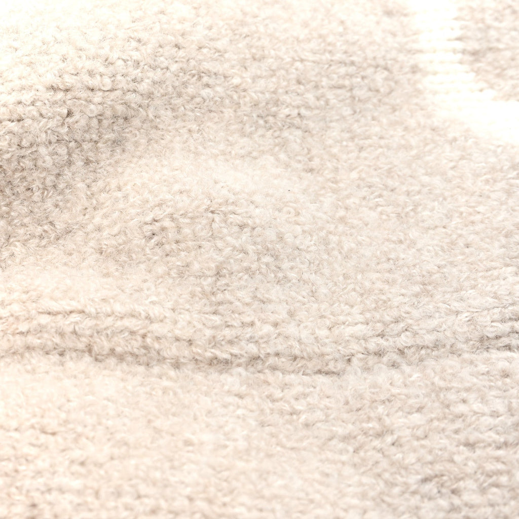 Cashmere Wool Silk Logo Beanie Hat Beige White
