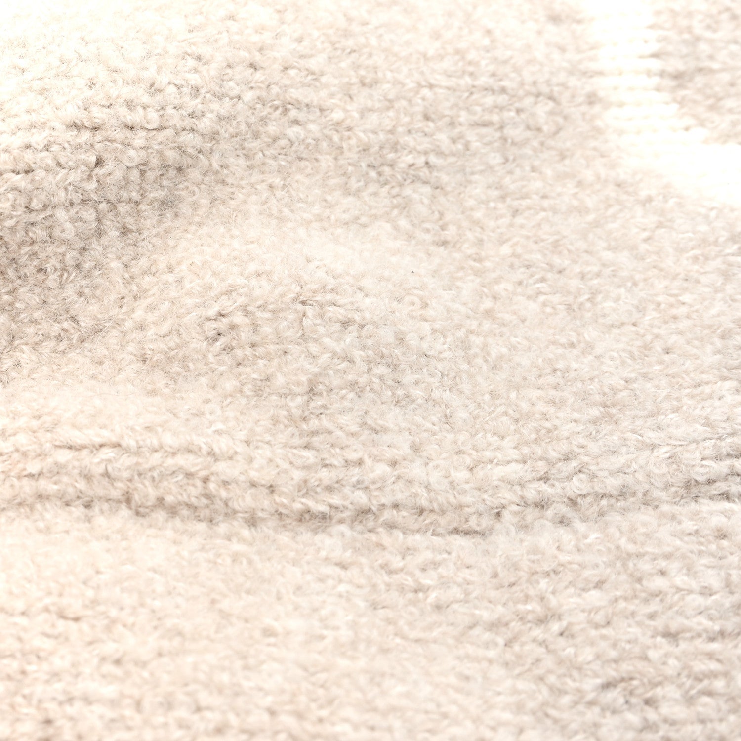Cashmere Wool Silk Logo Beanie Hat Beige White