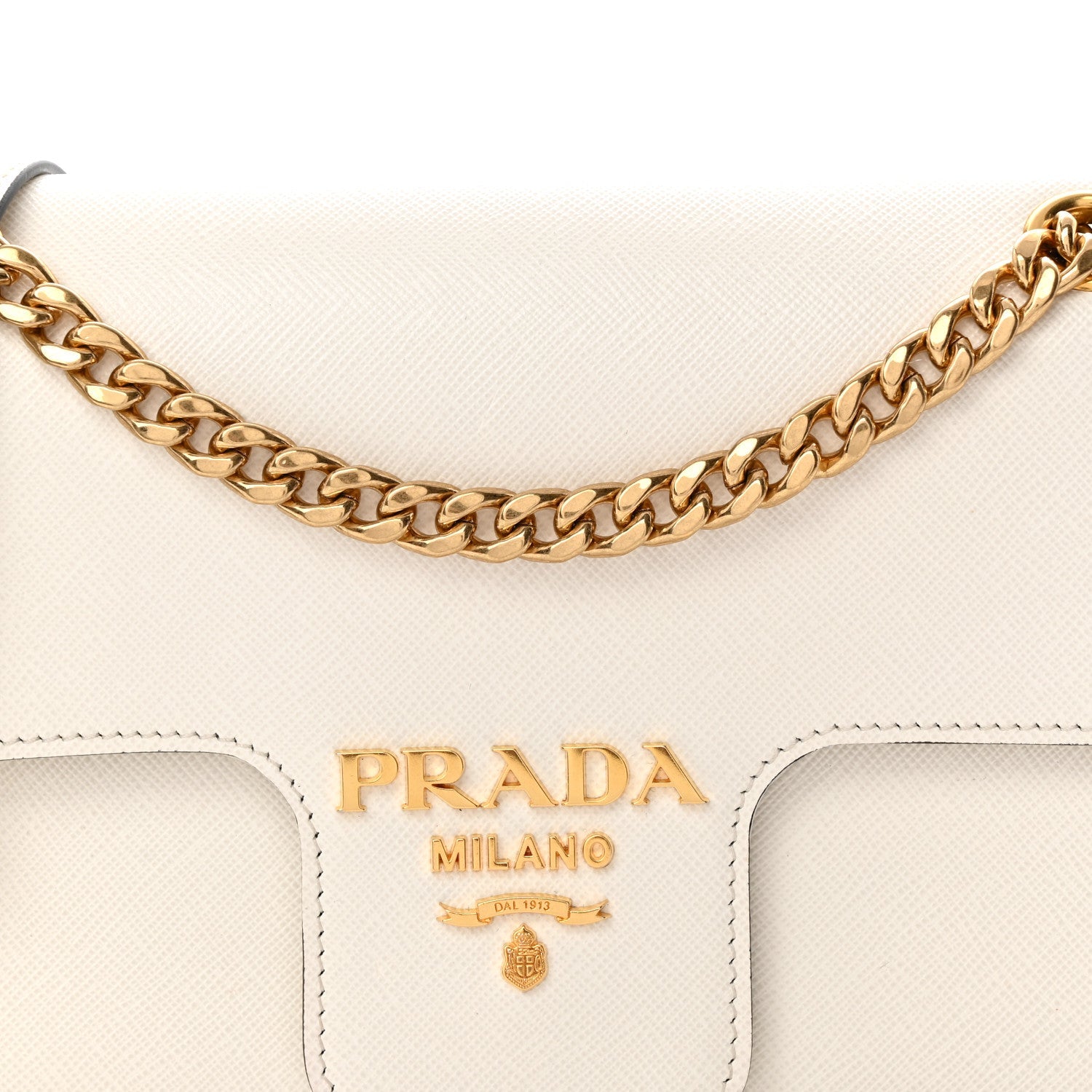 Prada Saffiano Flap Shoulder Bag Talco