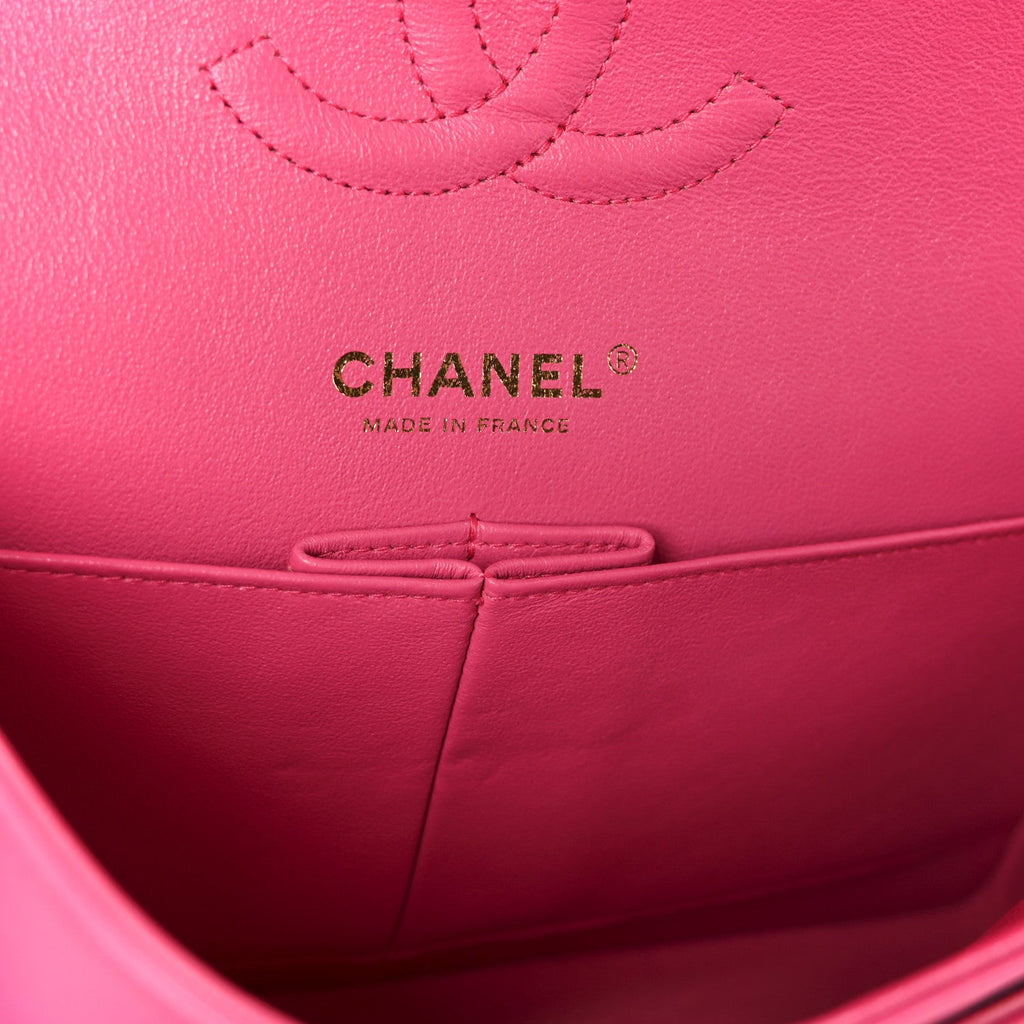 Chanel Lambskin Quilted Medium Double Flap Pink