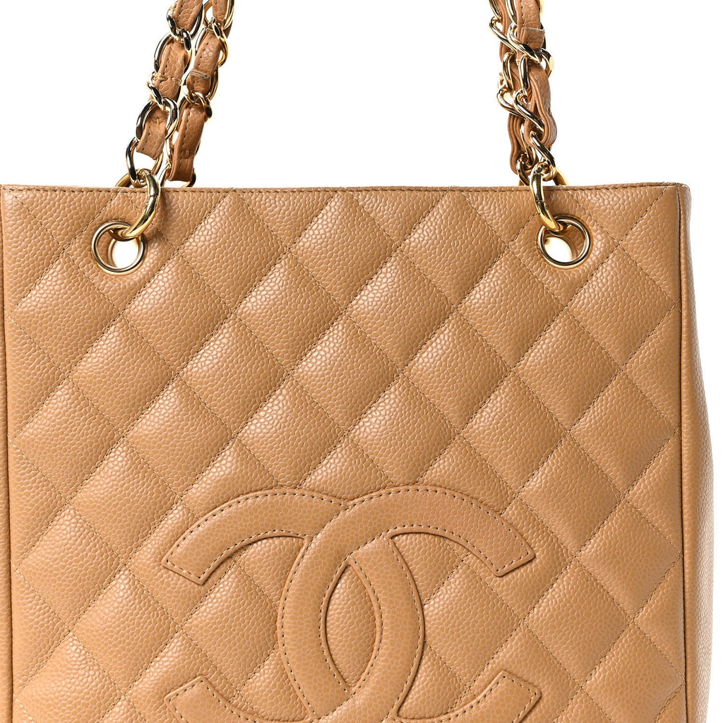Chanel Caviar Quilted Petit Shopping Tote PST Dark Beige