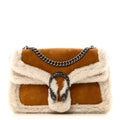 Gucci Suede Shearling Small Dionysus Bag Honey Beige Milk