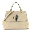 Gucci Cellarius Calfskin Small Bamboo Daily Top Handle Bag Mystic White