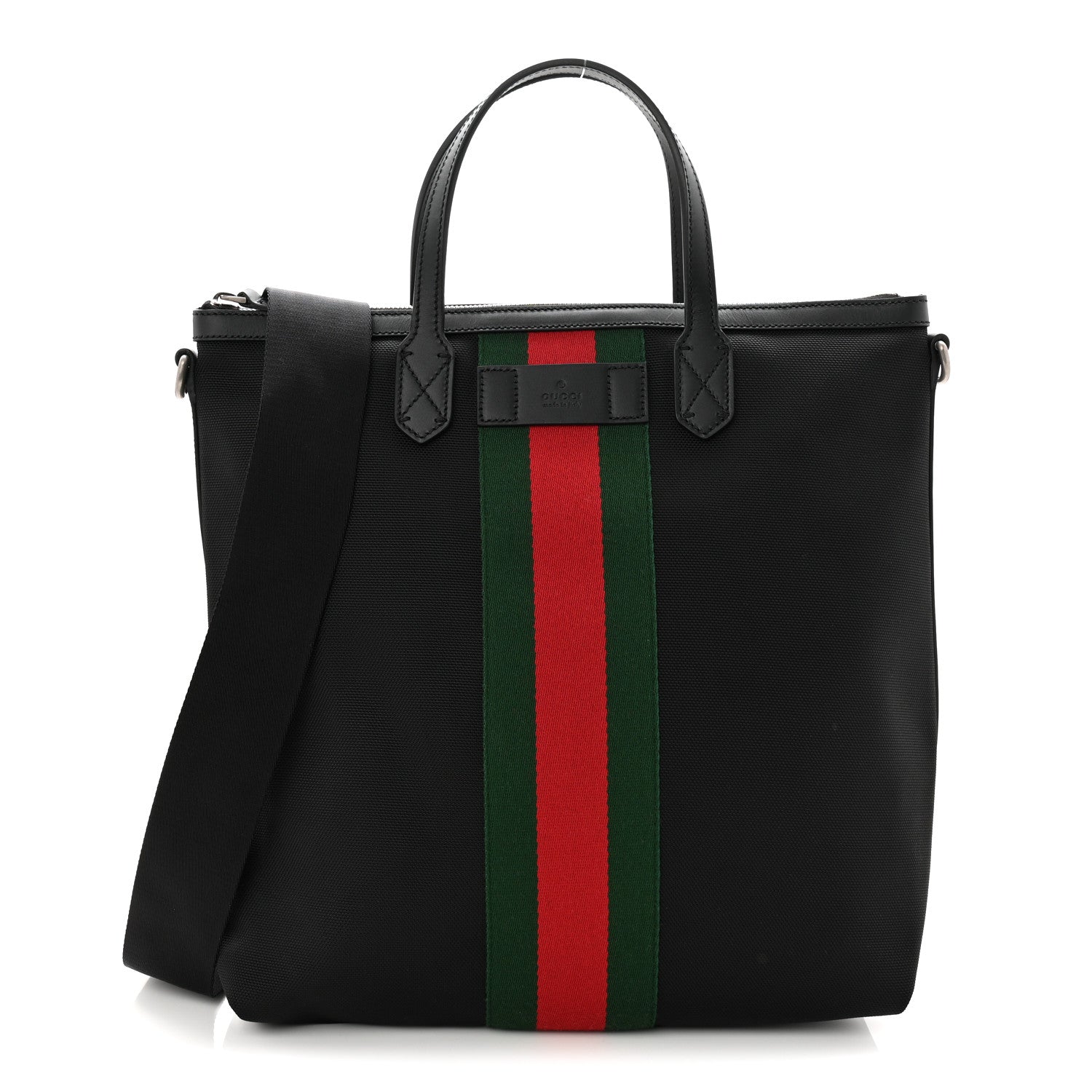 Gucci Techno Canvas Web Top Handle Shoulder Bag Black