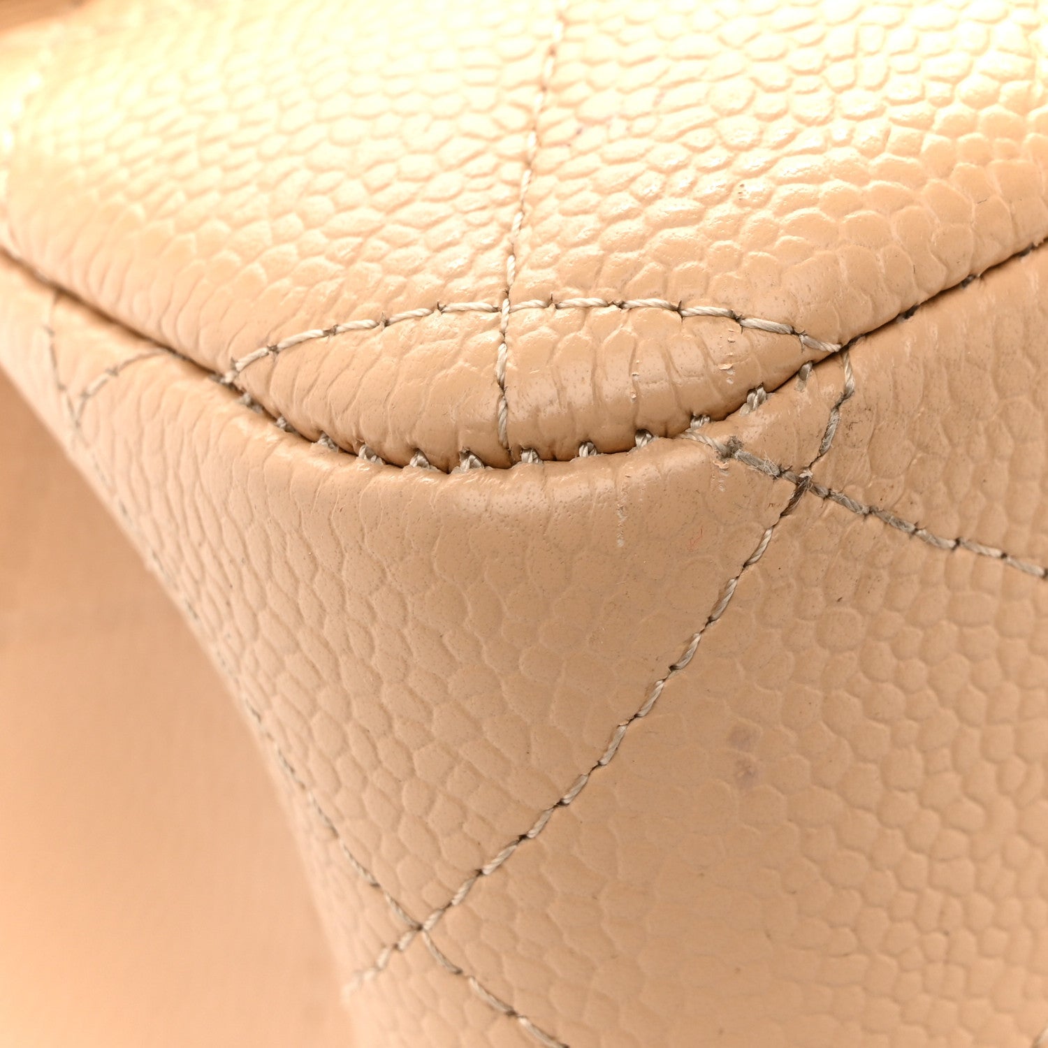 Chanel Caviar Quilted Jumbo Double Flap Beige