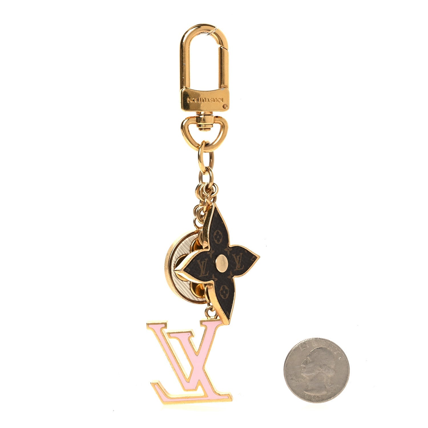 Louis Vuitton Metal Monogram Epi Spring Street Bag Charm Key Holder Gold