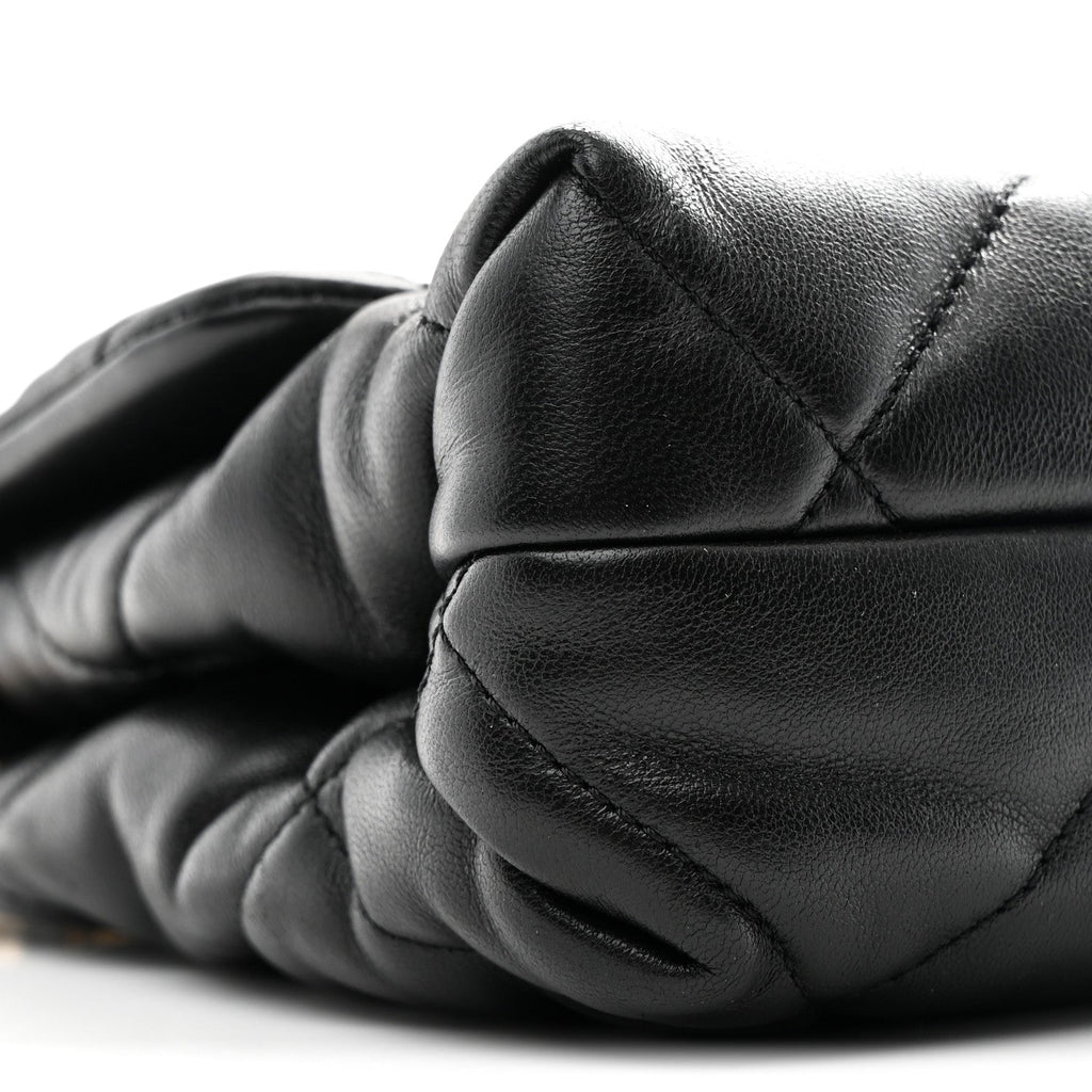 Chanel Lambskin Quilted Small Chain Top Handle Flap Black