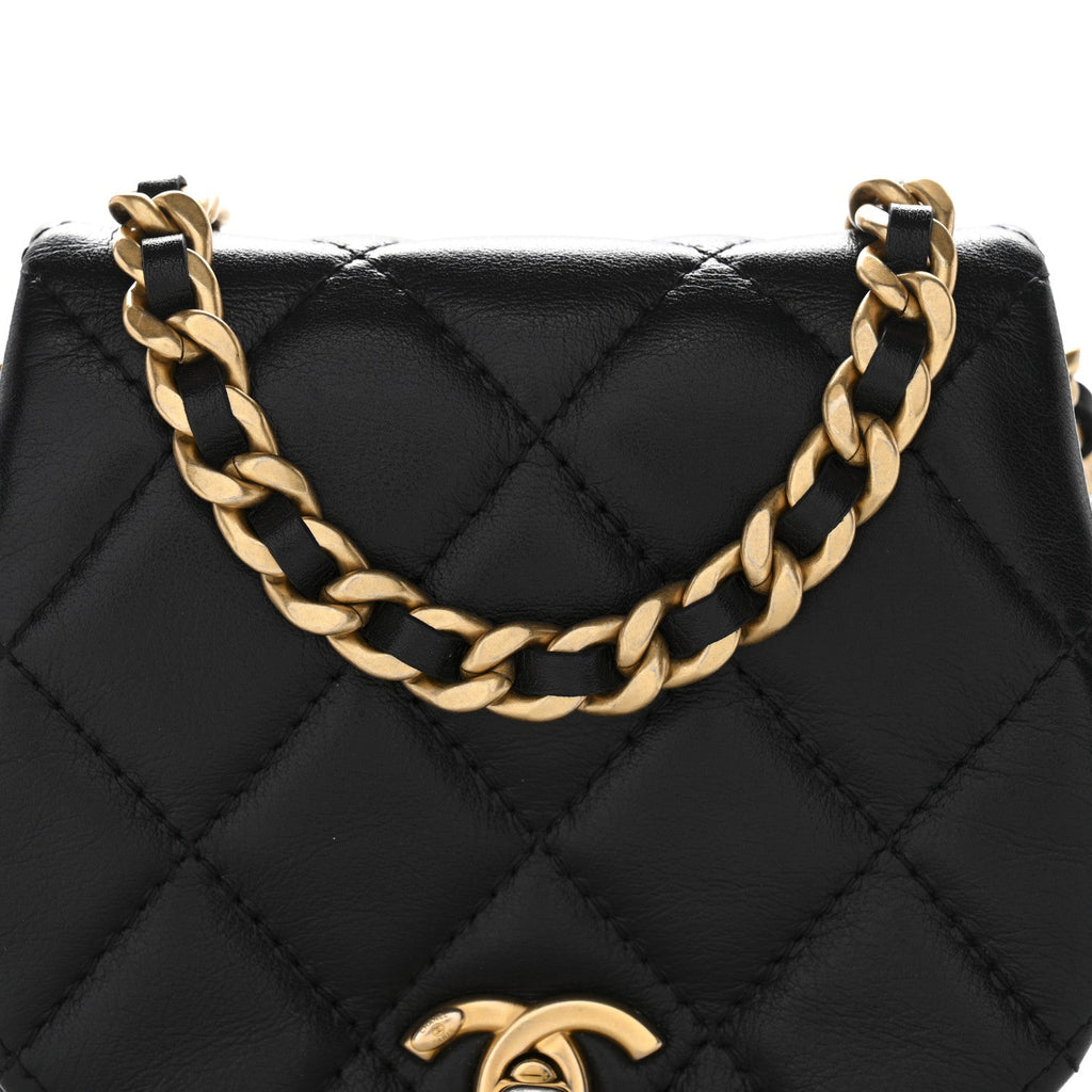 Chanel Calfskin Quilted Mini Coco Mail Clutch With Chain Black