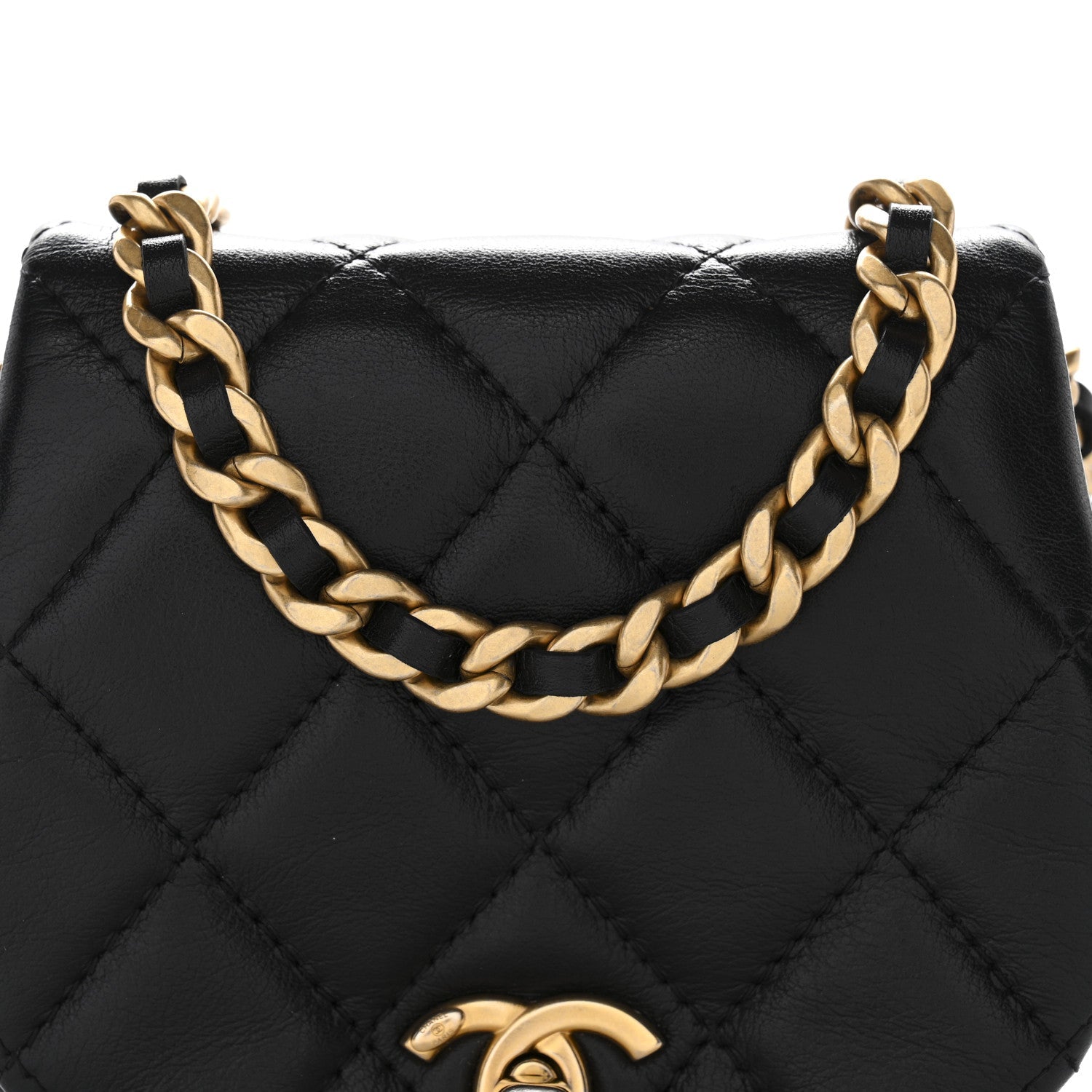 Chanel Calfskin Quilted Mini Coco Mail Clutch With Chain Black