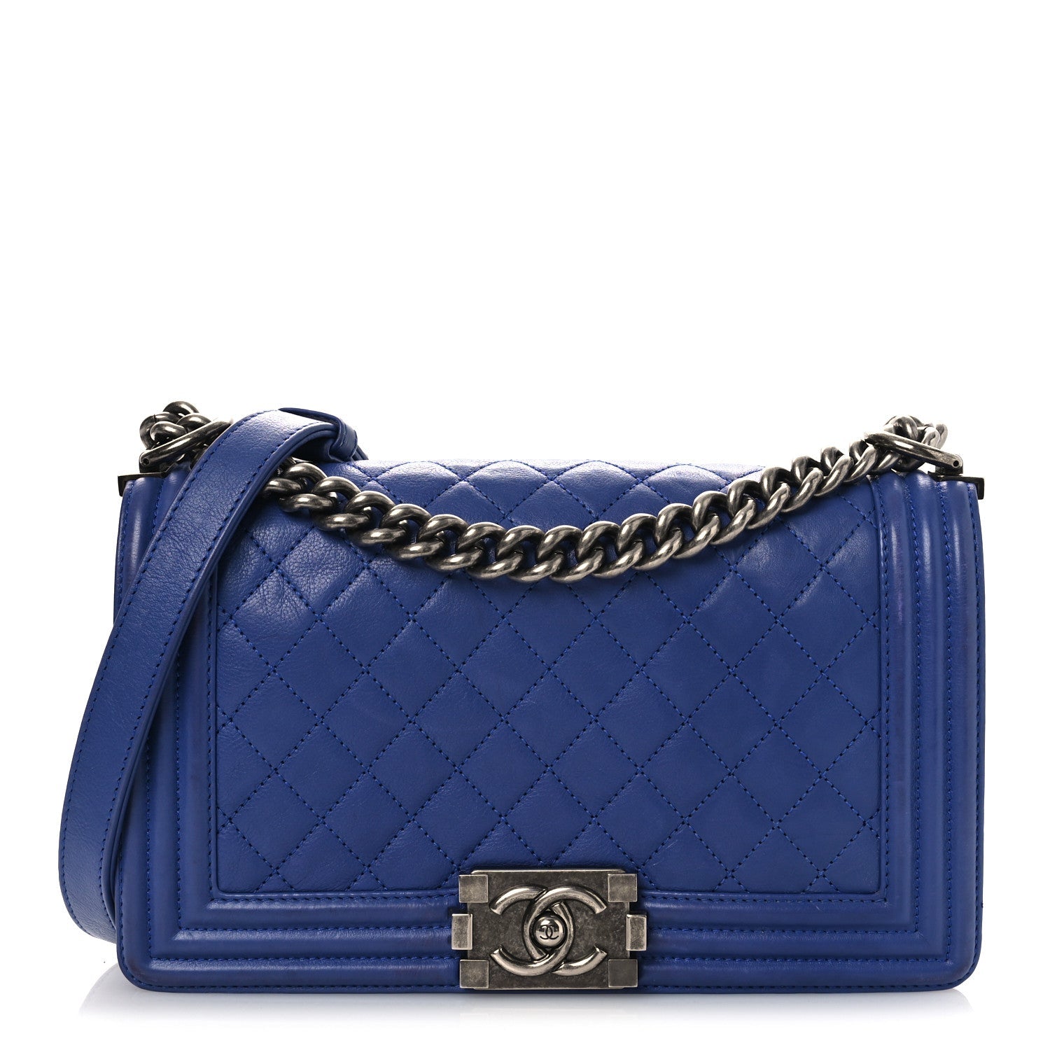 Chanel Calfskin Quilted Medium Boy Flap Blue