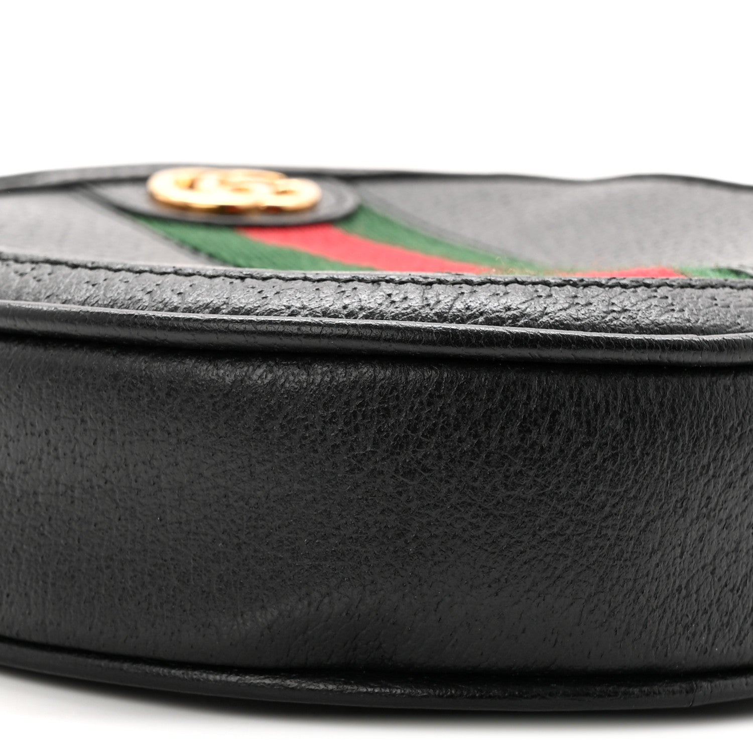 Gucci Textured Calfskin Web Ophidia Round Wrist Wallet Black