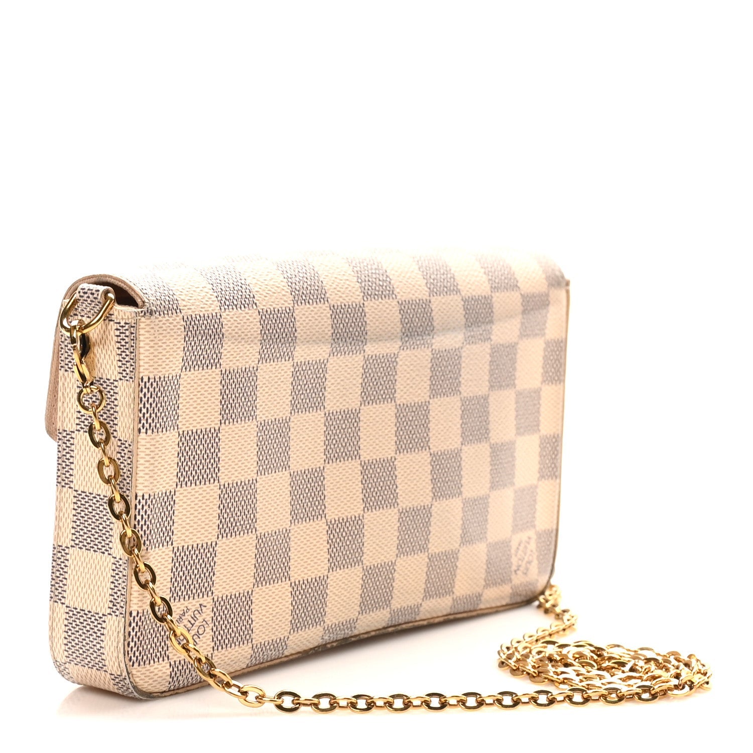 Louis Vuitton Damier Azur Pochette Felicie Chain Wallet Rose Ballerine