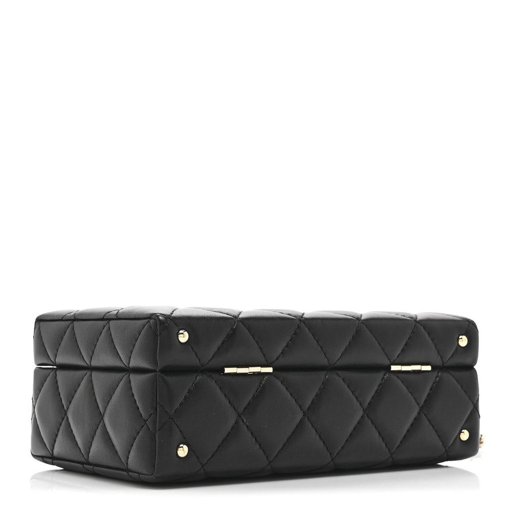 Chanel Lambskin Quilted Small CC Top Handle Box Bag Black