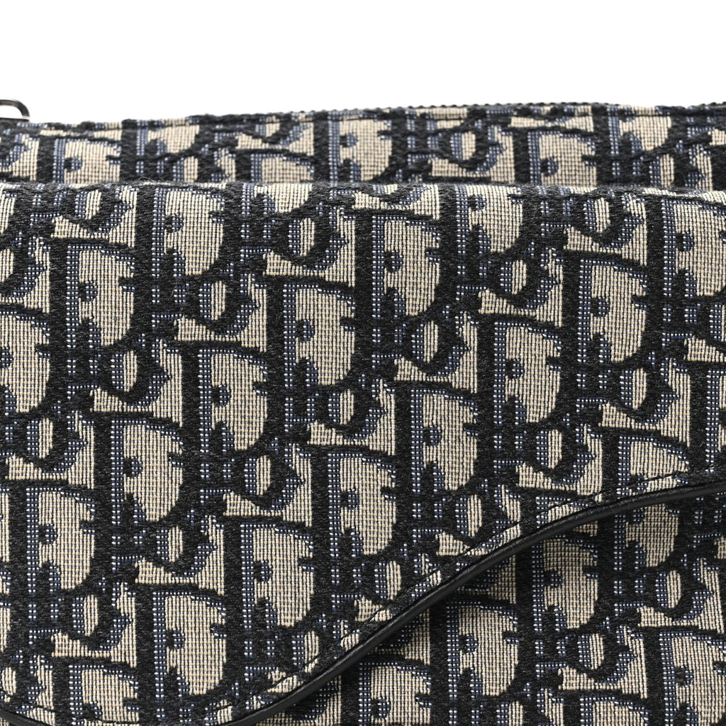 Christian Dior Oblique World Tour Saddle Belt Bag Beige Black