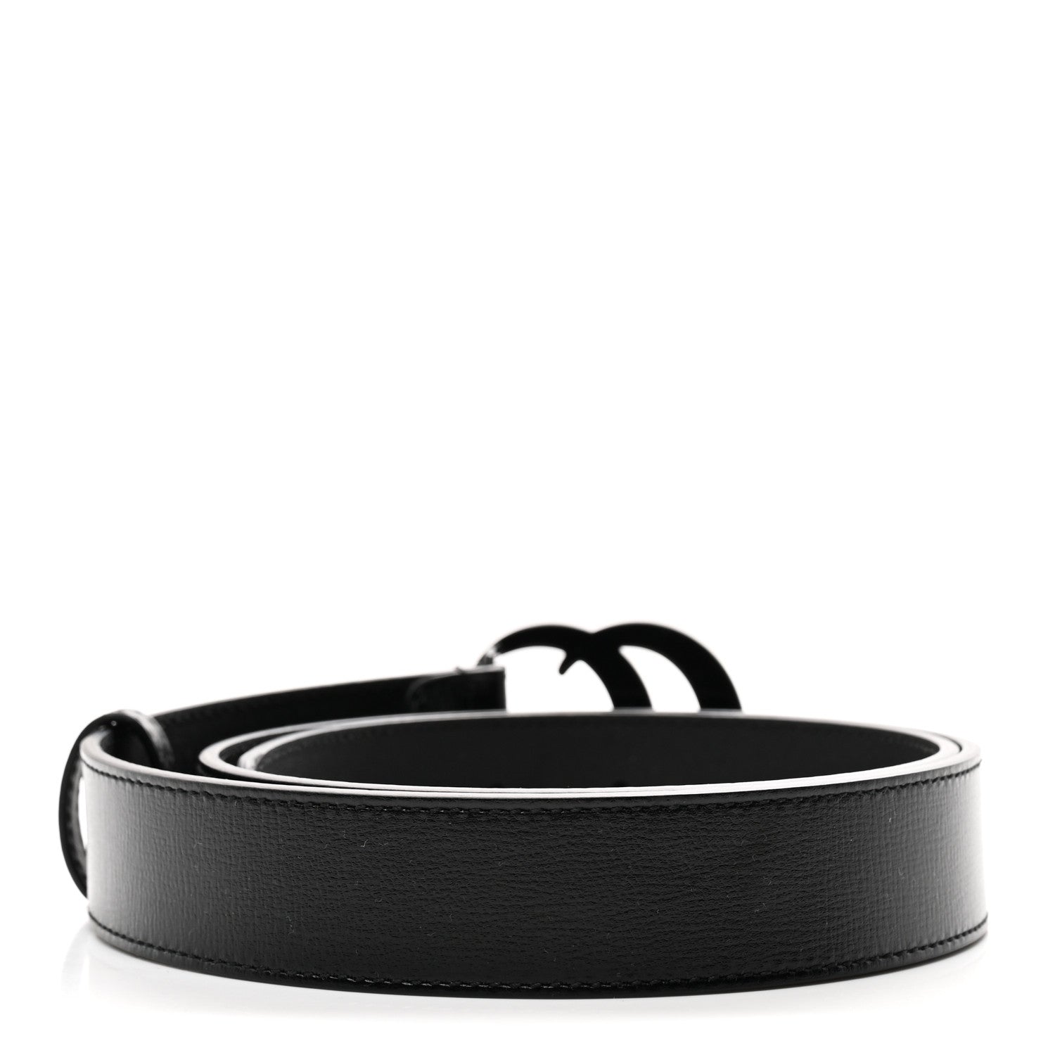 Gucci Azalea Calfskin Enamel Monochrome Double G 30mm Belt 85 34 Black