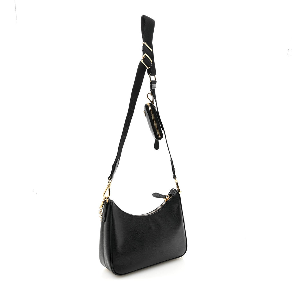Prada Saffiano Lux Re-Edition 2005 Shoulder Bag Black