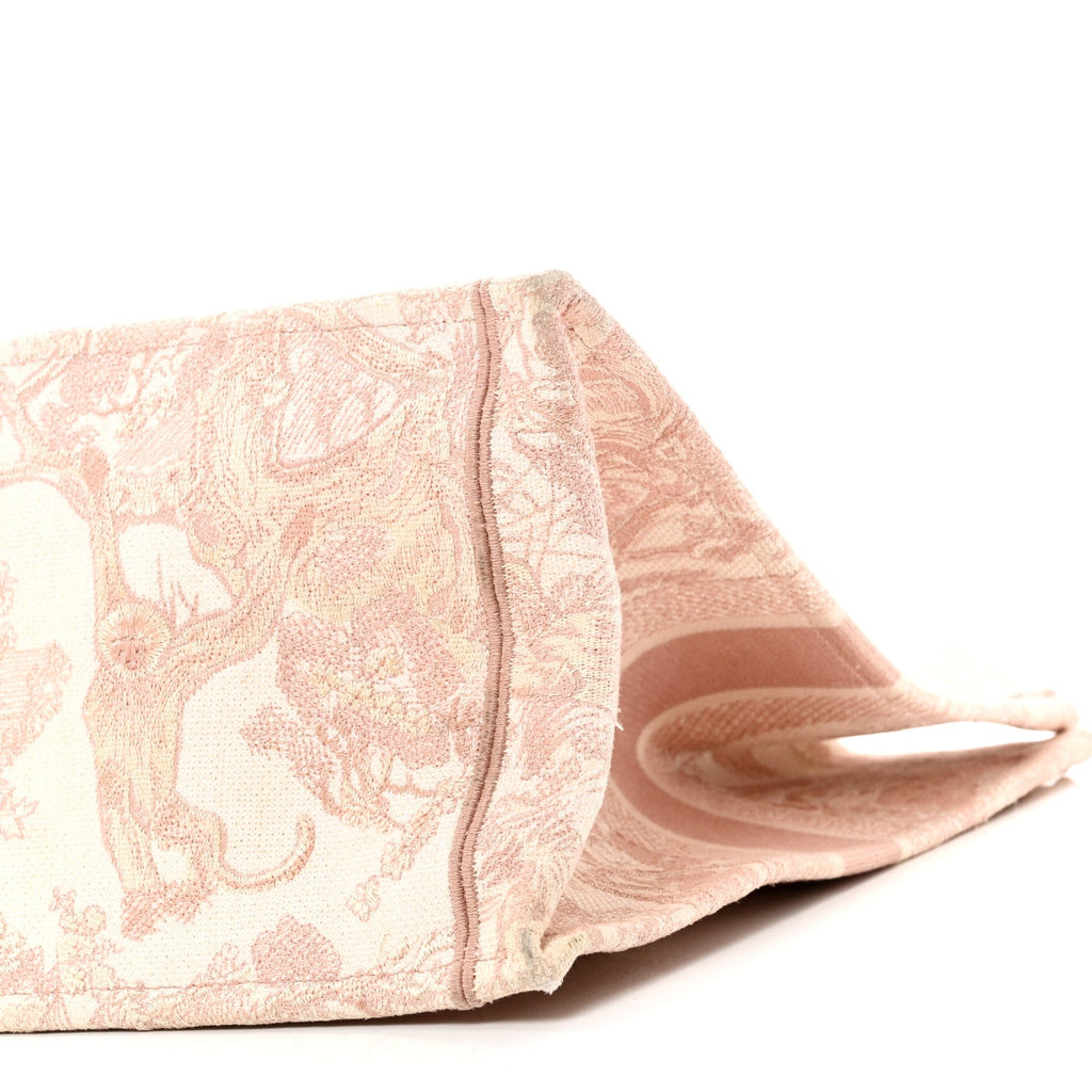 Christian Dior Canvas Toile De Jouy Embroidered Large Book Tote Pink