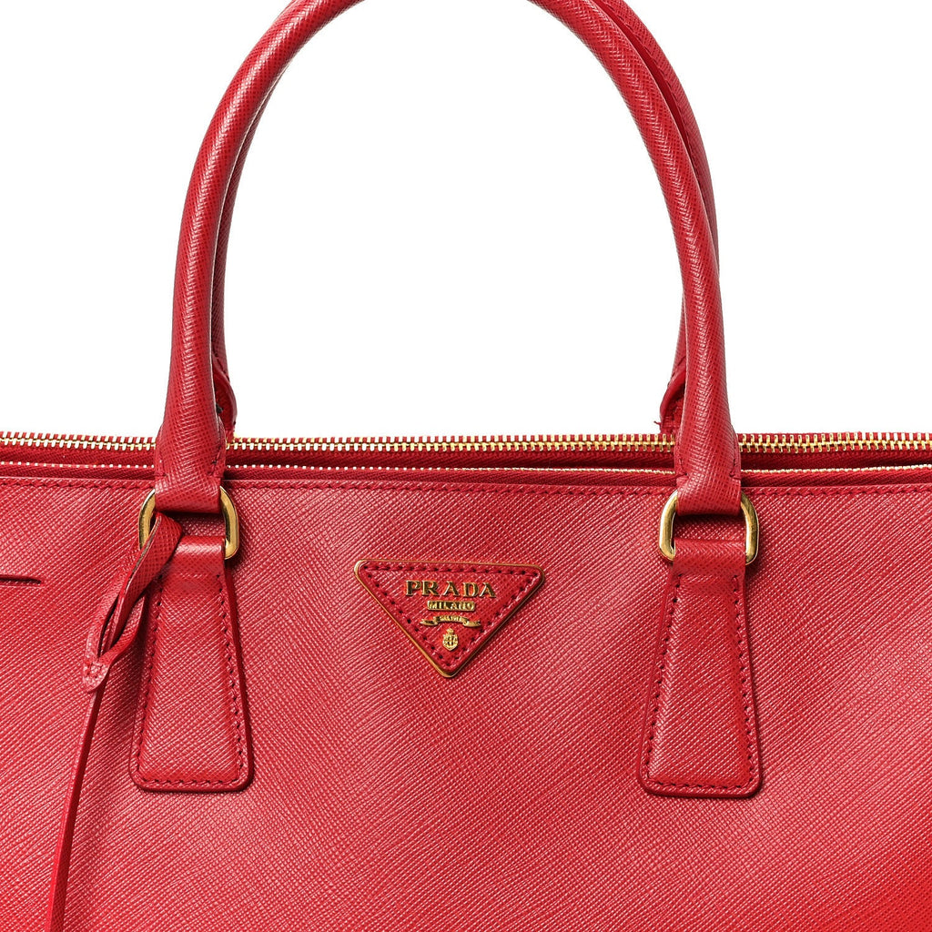Prada Saffiano Lux Large Double Zip Tote Fuoco