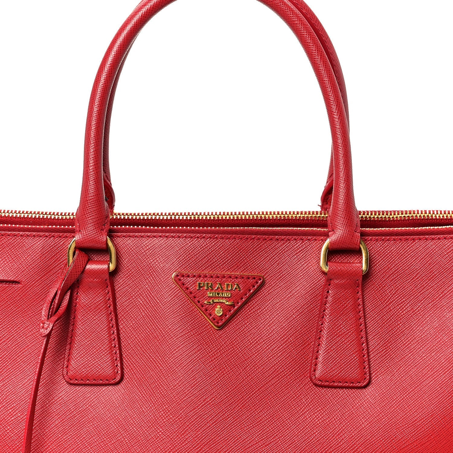 Prada Saffiano Lux Large Double Zip Tote Fuoco