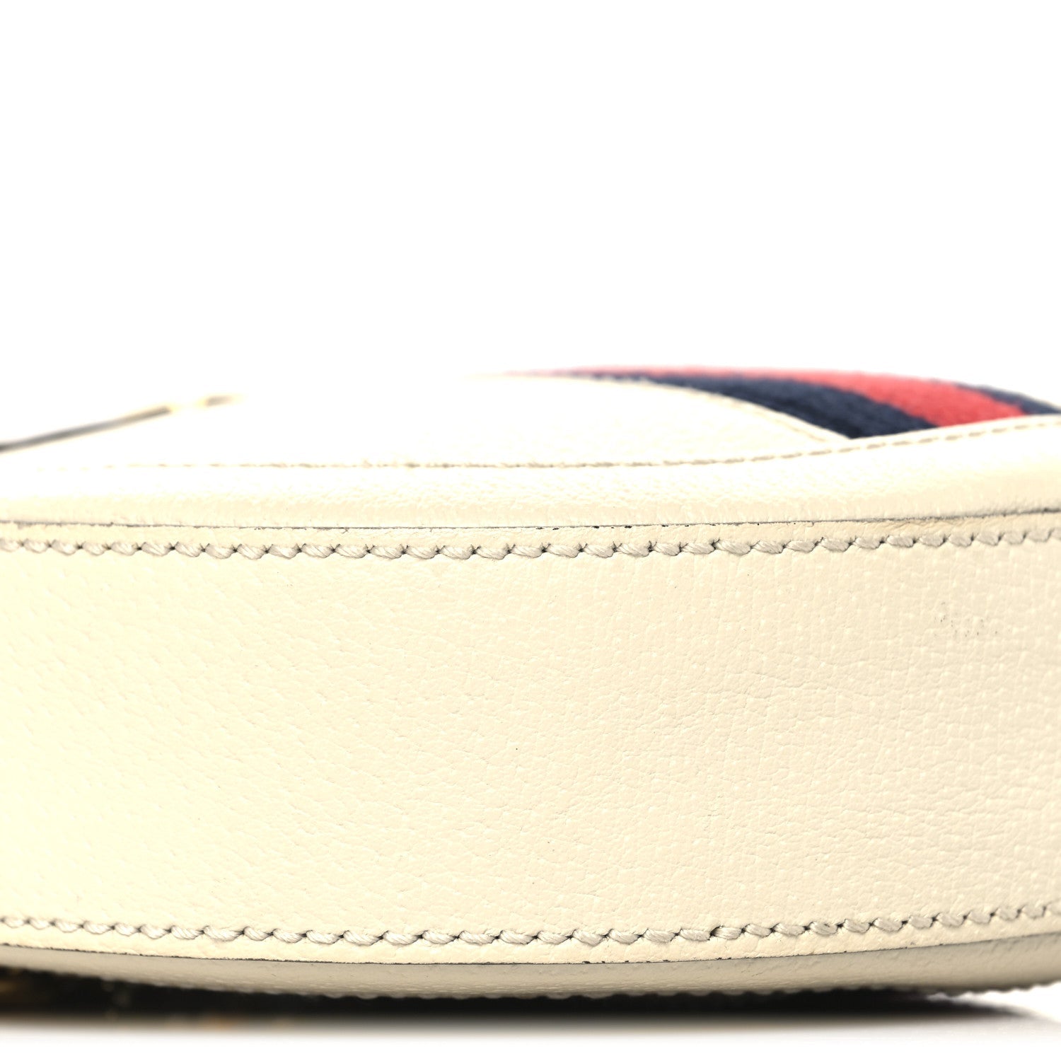 Gucci Textured Calfskin Web Mini Ophidia Round Shoulder Bag Mystic White