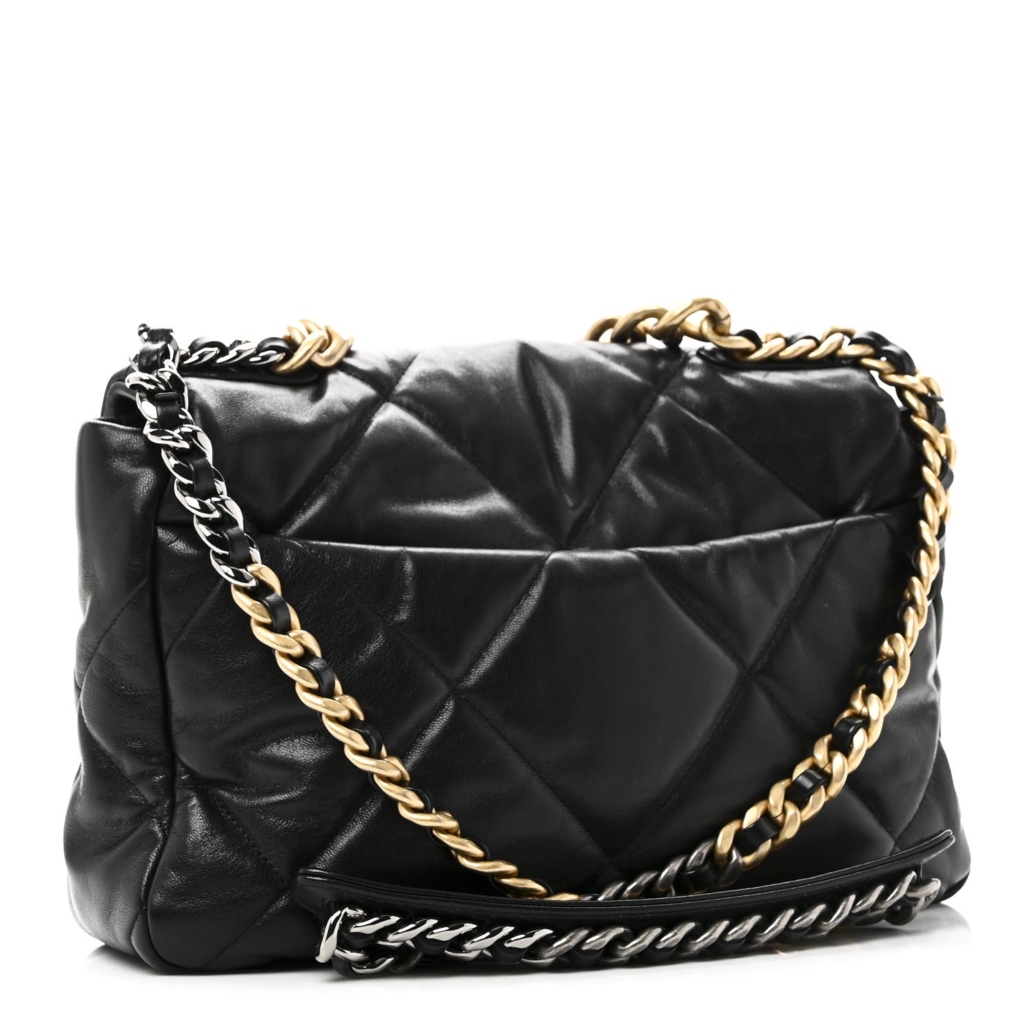 Chanel Goatskin Quilted Large Chanel 19 Flap Black