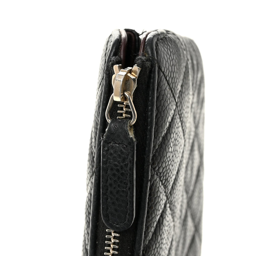 Caviar Quilted Small Zipped Clutch Black