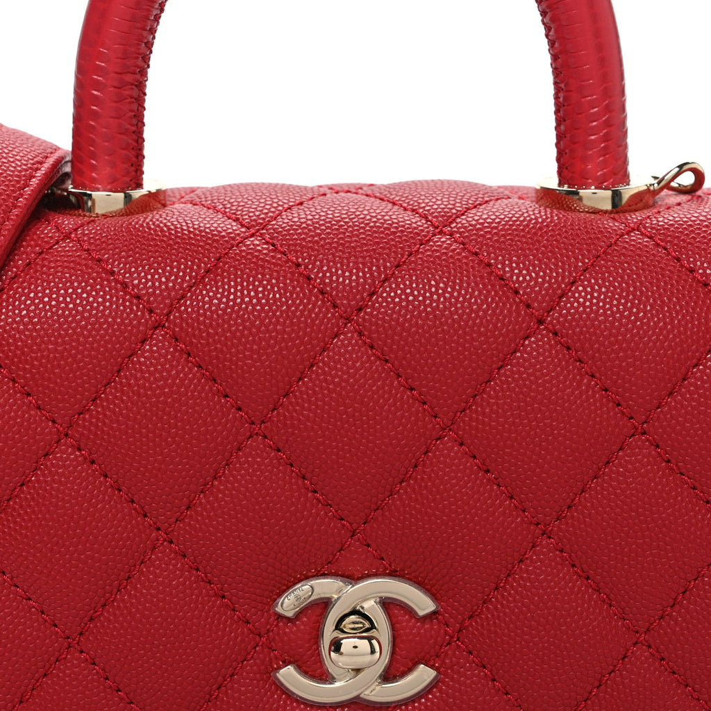 Chanel Caviar Quilted Extra Mini Coco Handle Flap Red