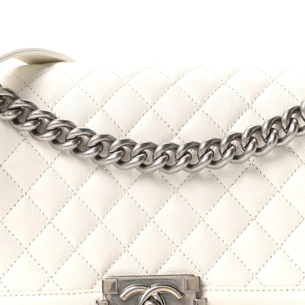 Chanel Caviar Quilted Medium Boy Flap White