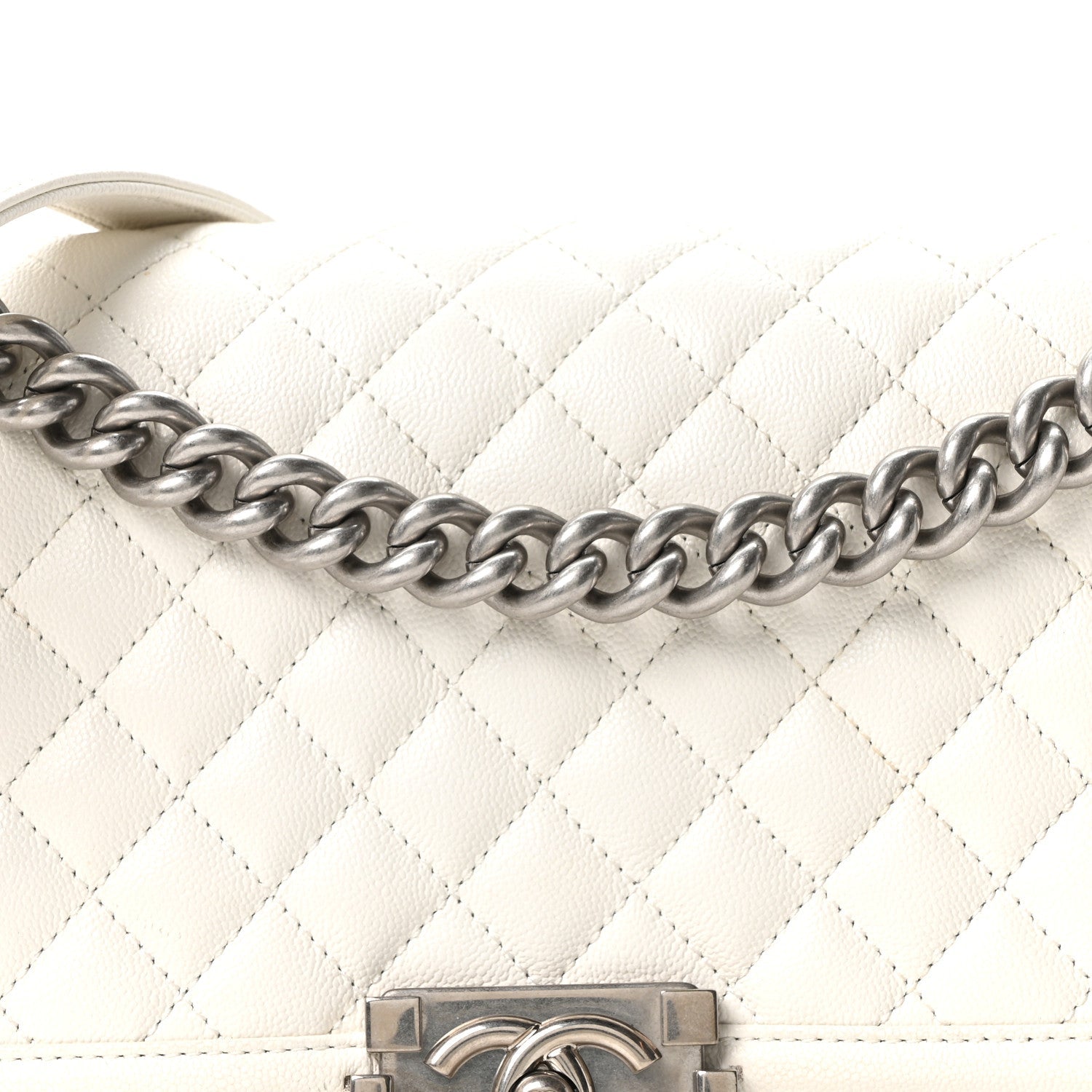 Chanel Caviar Quilted Medium Boy Flap White