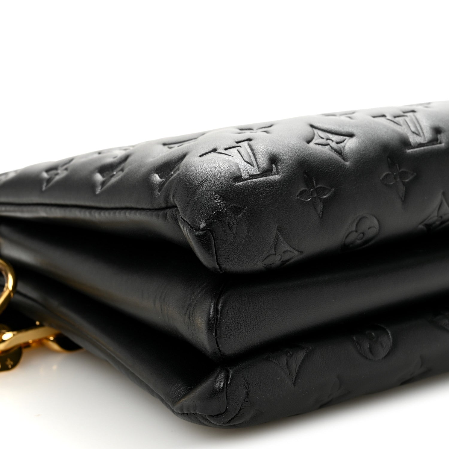 Louis Vuitton Lambskin Embossed Monogram Coussin MM Black