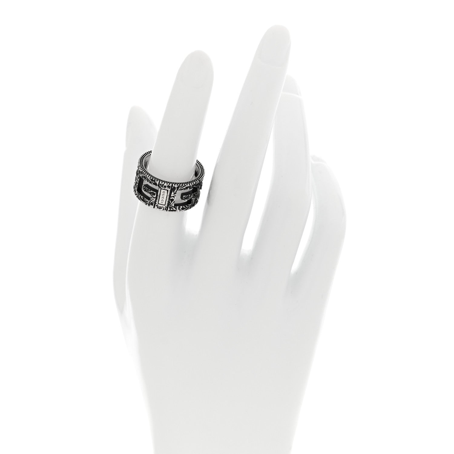 Gucci Sterling Silver Wide Square G Band Ring 54 6.75