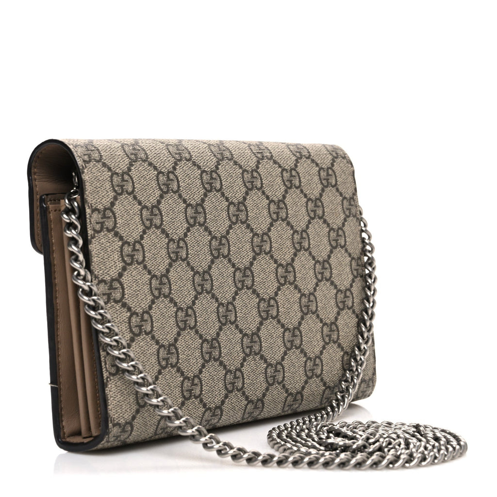 Gucci GG Supreme Monogram Mini Dionysus Chain Wallet Beige Taupe