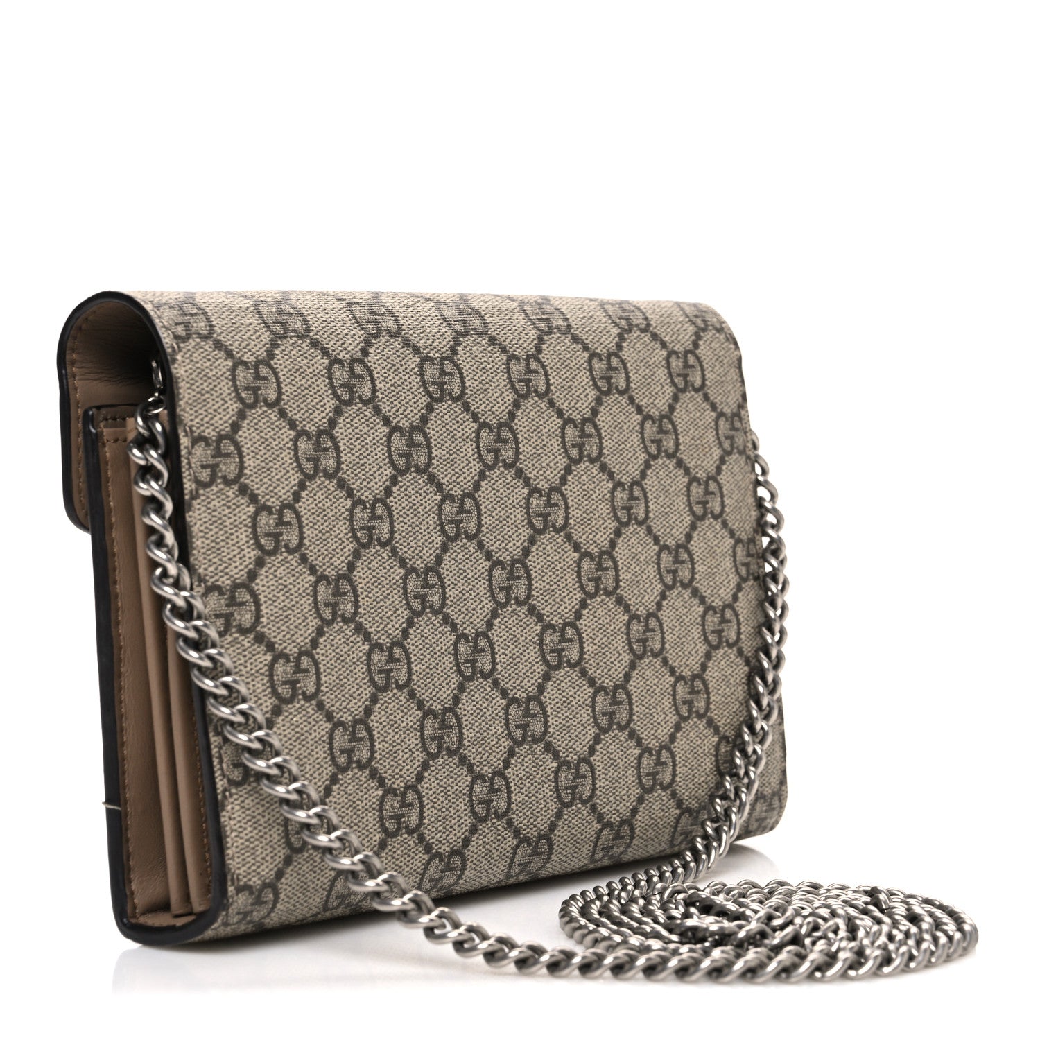 Gucci GG Supreme Monogram Mini Dionysus Chain Wallet Beige Taupe
