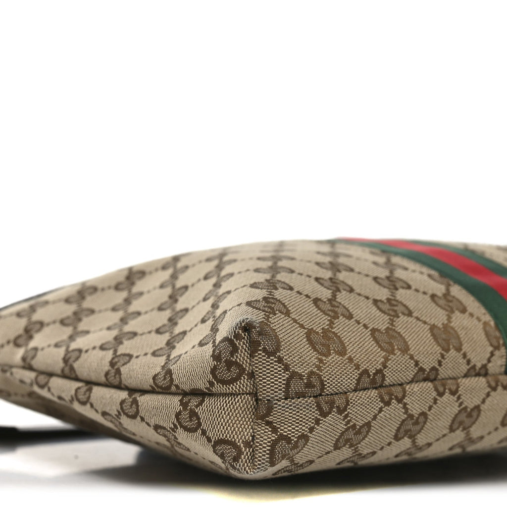 Gucci GG Monogram Web Flat Messenger Bag Black