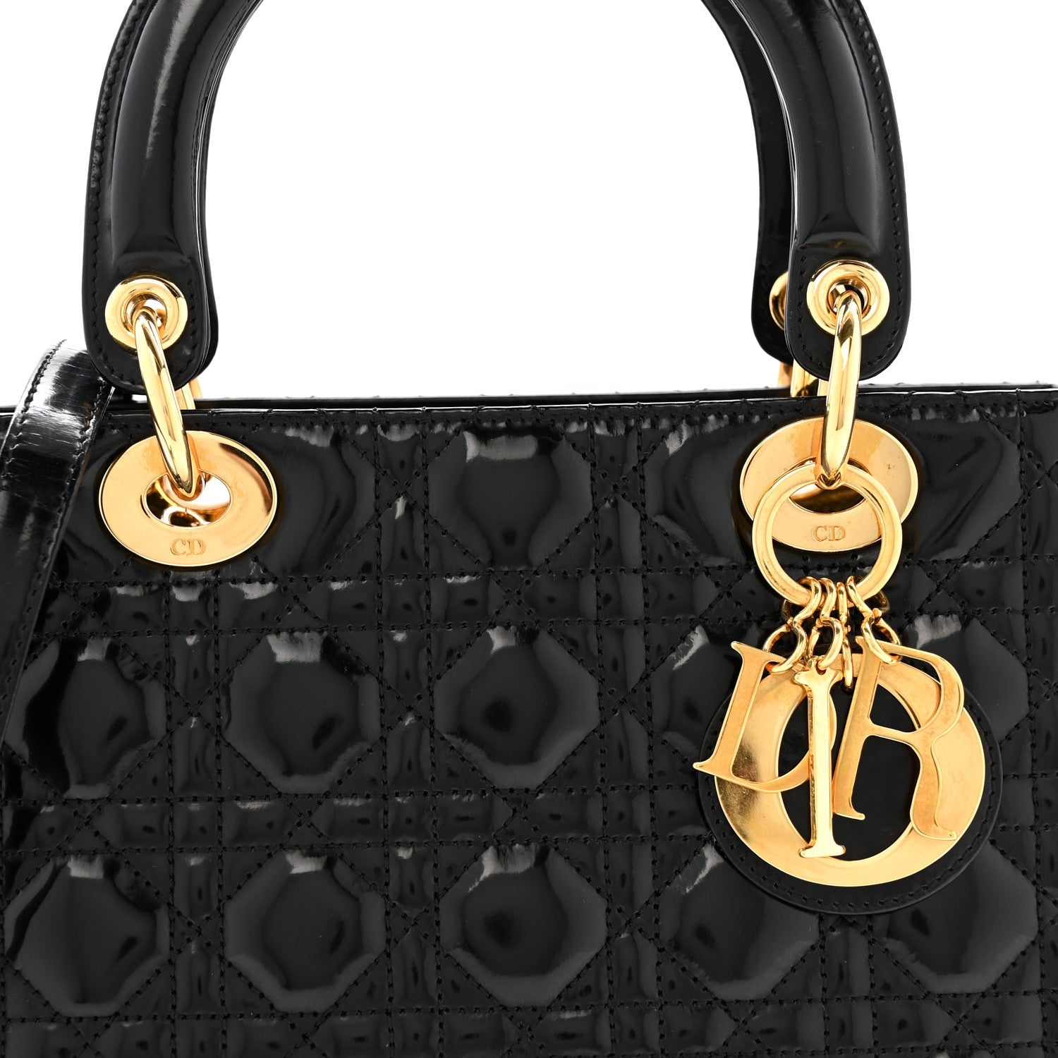 Christian Dior Patent Cannage Medium Lady Dior Black