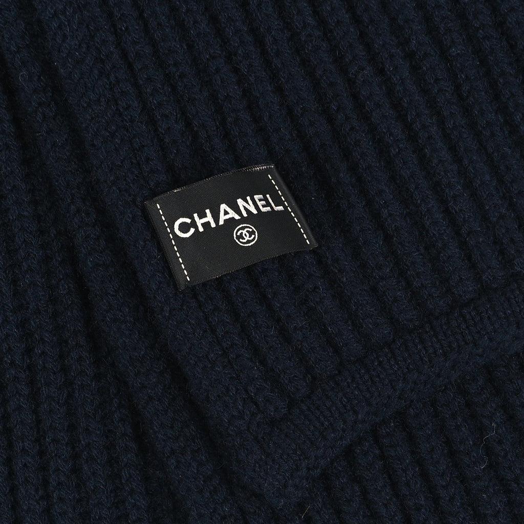 Cashmere Beaded Sequin Logo Scarf Blue