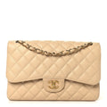 Chanel Caviar Quilted Jumbo Double Flap Beige Clair