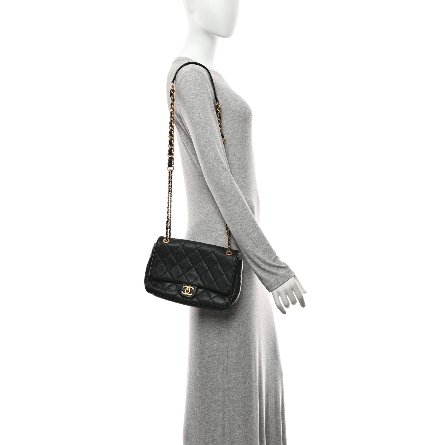 Chanel Caviar Quilted Medium Chain Flap  Black