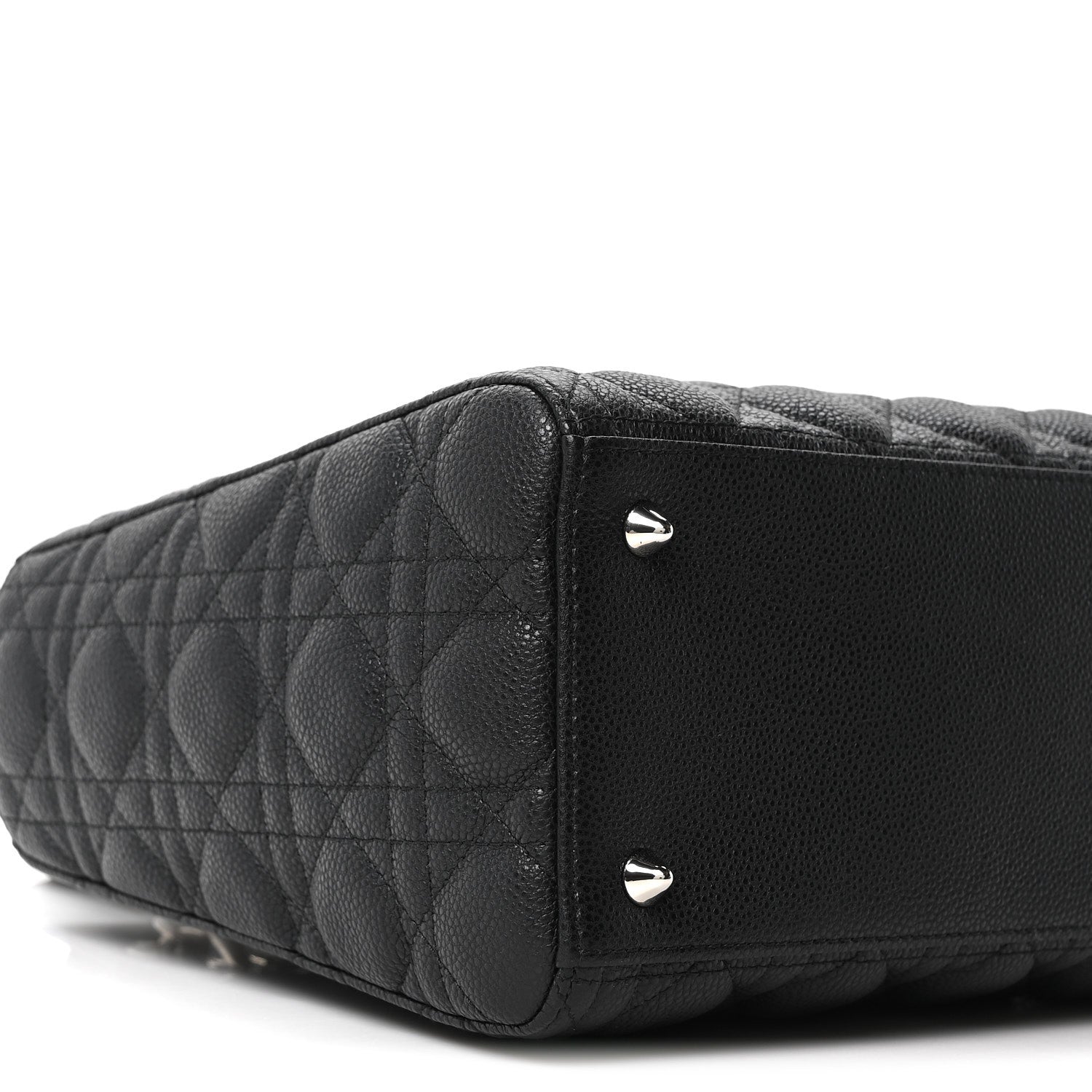 Christian Dior Grained Calfskin Cannage Medium Lady Dior Black