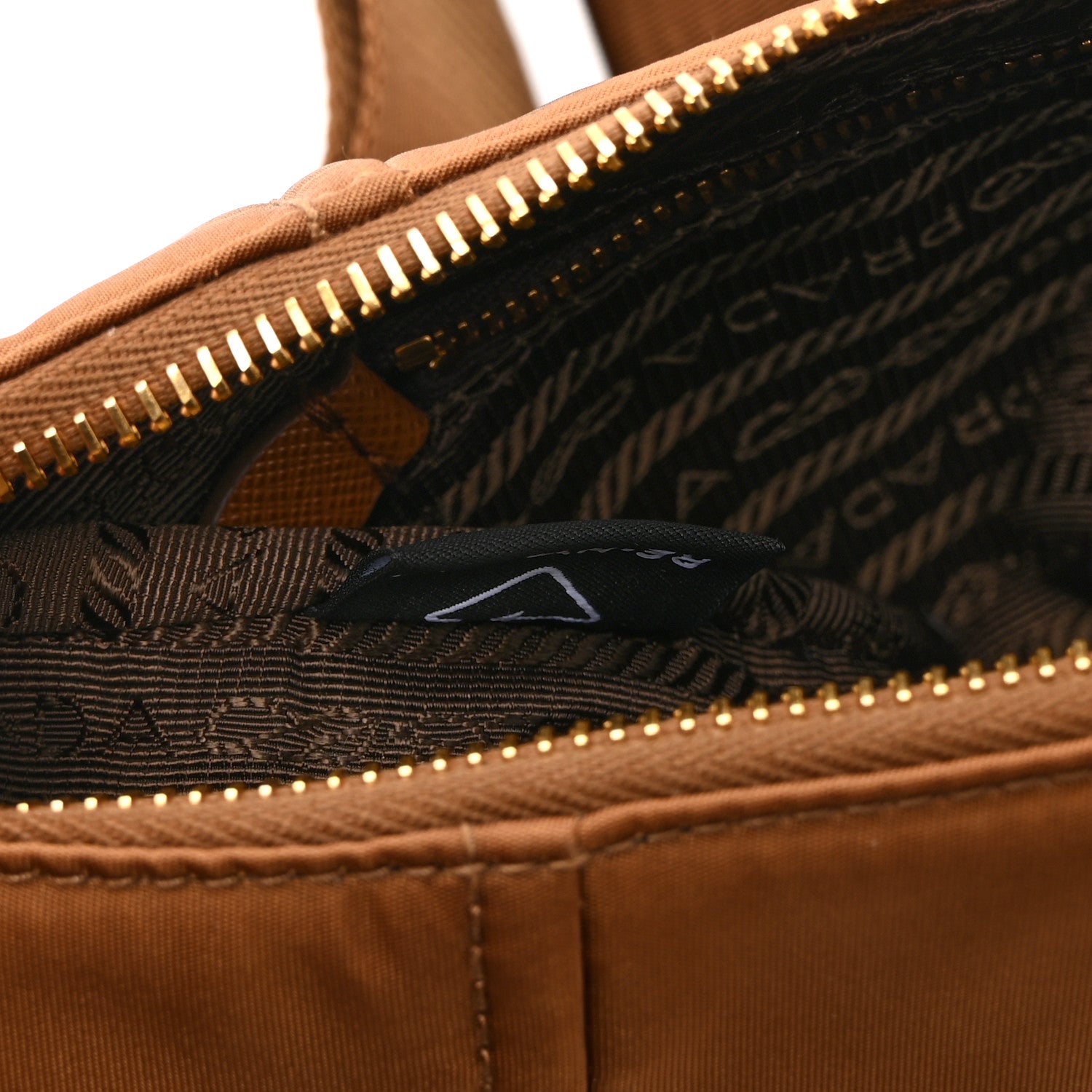 Prada Re-Nylon Saffiano Demi-lune Shoulder Bag Brandy