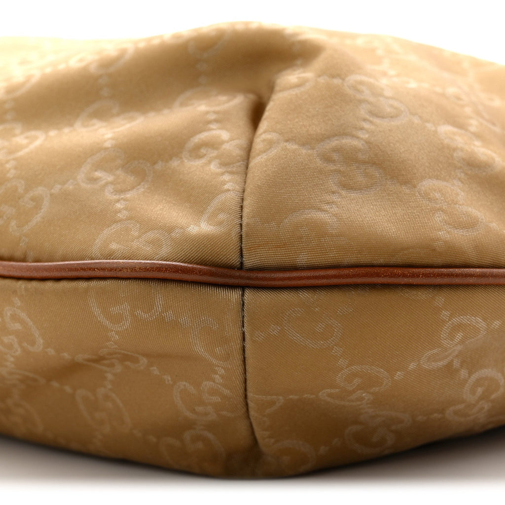 Gucci Nylon Monogram Web Medium Half Moon Hobo  Beige