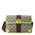 Gucci GG Supreme Monogram Web Small Ophidia Belt Bag Beige Ebony Electric Green