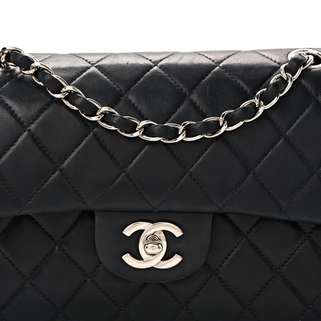 Chanel Lambskin Quilted Small Double Flap Navy