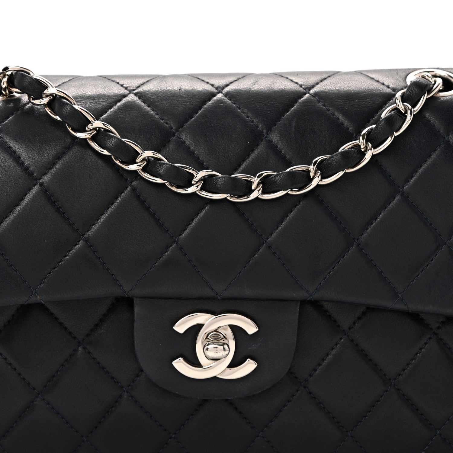 Chanel Lambskin Quilted Small Double Flap Navy